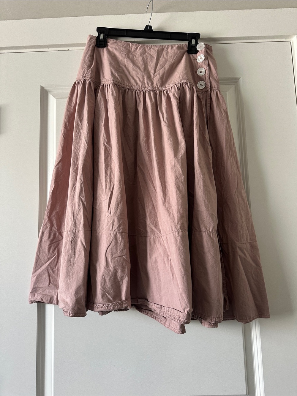 Anthropologie Dusty Pink Wrap Skirt with Side Buttons